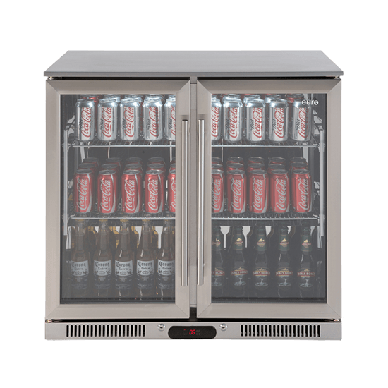 Euro 208 Litre Stainless Double Doors Beverage Cooler - EA900WFSX2