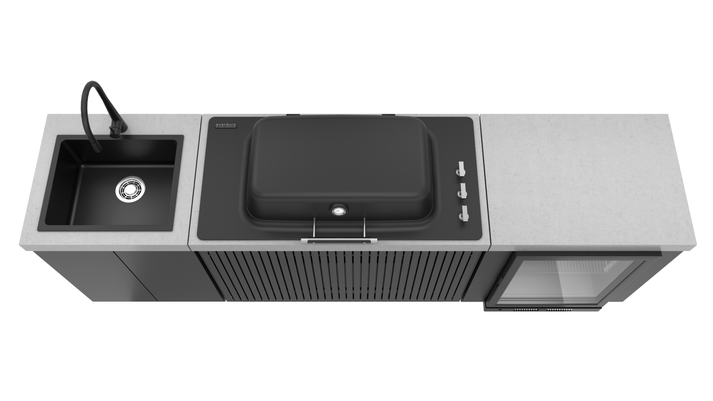 Everdure Seabreeze 3 Burner BBQ Black Modular Outdoor Kitchen with Sink & Beverage Cooler