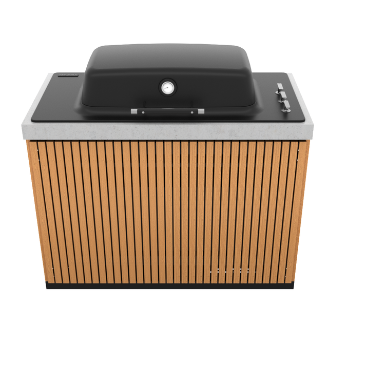 Everdure Seabreeze 3 Burner BBQ Timber Look Modular Outdoor Kitchen with Sink & Beverage Cooler