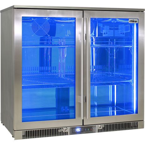 Rhino 248 Litre ENVY Heated Glass Double Door 316 SS Outdoor Bar Fridge - ENV2H-SS