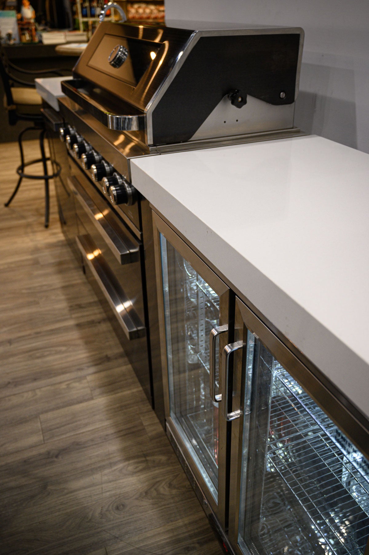Everdure Neo Black Outdoor Kitchen With BBQ, 208L Double Door Fridge and Storage