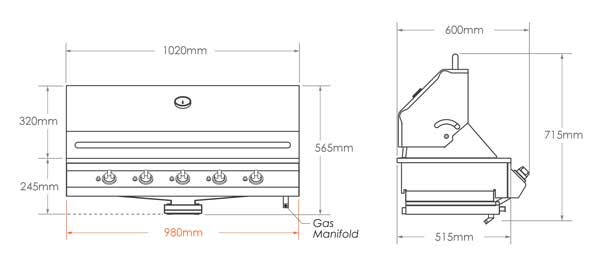 Tucker 5 Burner GT BBQ Built In