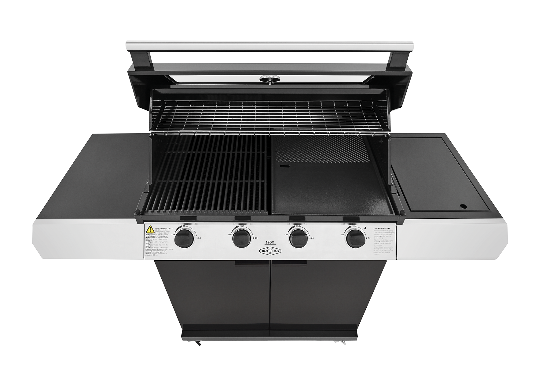 Beefeater 1200 Series 4 Burner Freestanding BBQ + Side Burner - Black