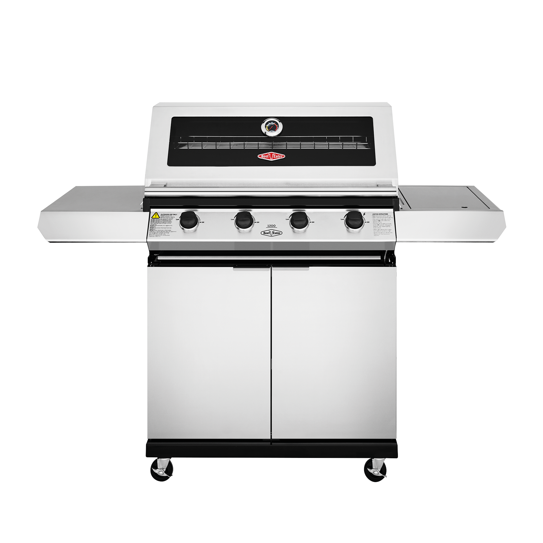 Beefeater 1200 Series 4 Burner Freestanding BBQ + Side Burner - Stainless Steel