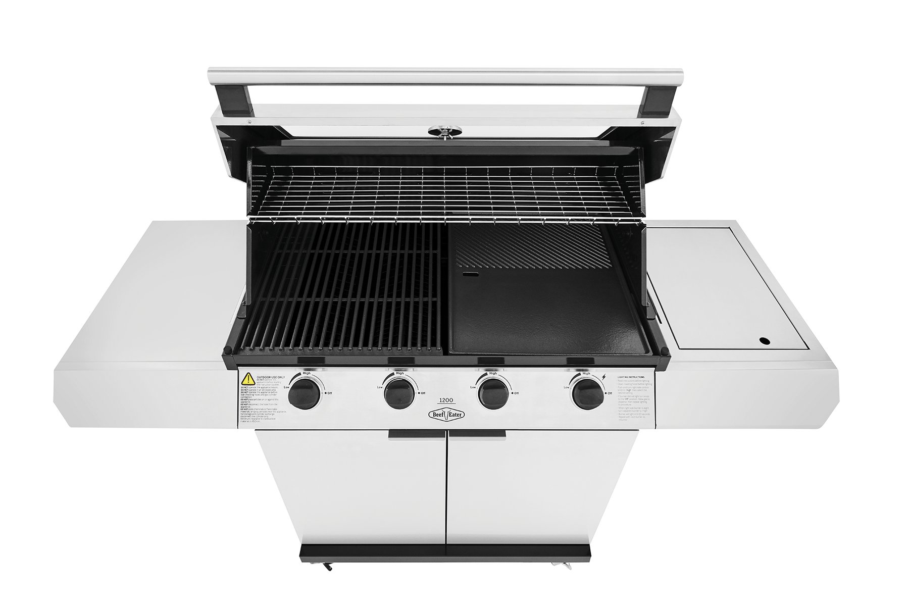 Beefeater 1200 Series 4 Burner Freestanding BBQ + Side Burner - Stainless Steel