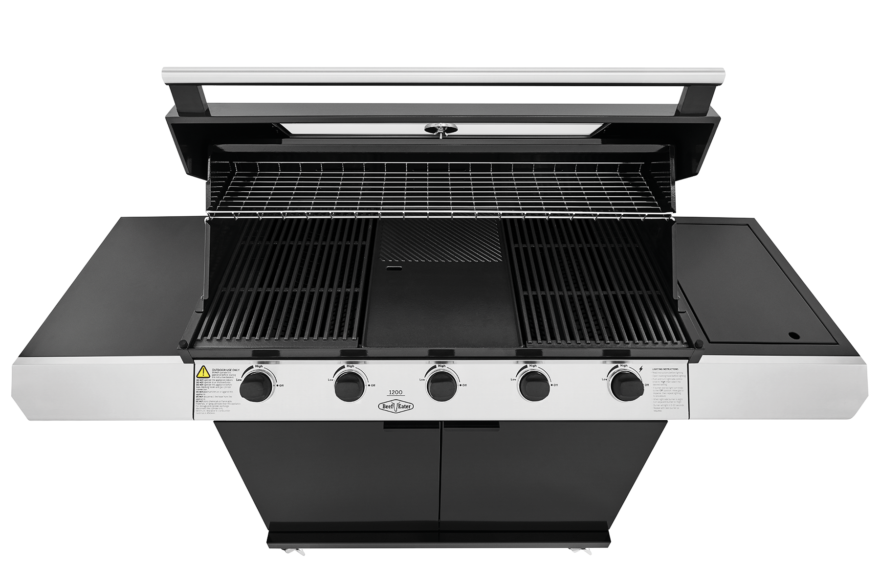 Beefeater 1200 Series 5 Burner Freestanding BBQ + Side Burner - Black