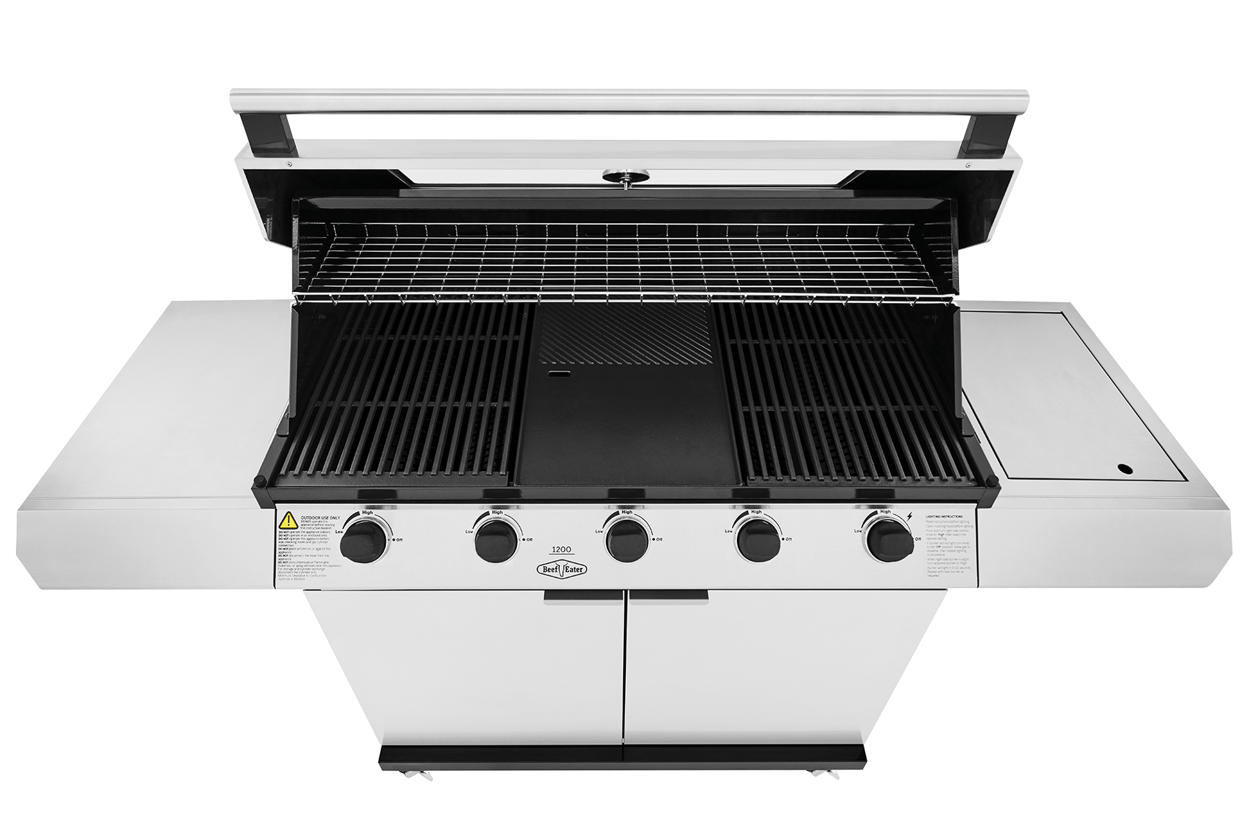 Beefeater 1200 Series 5 Burner Freestanding BBQ + Side Burner - Stainless Steel