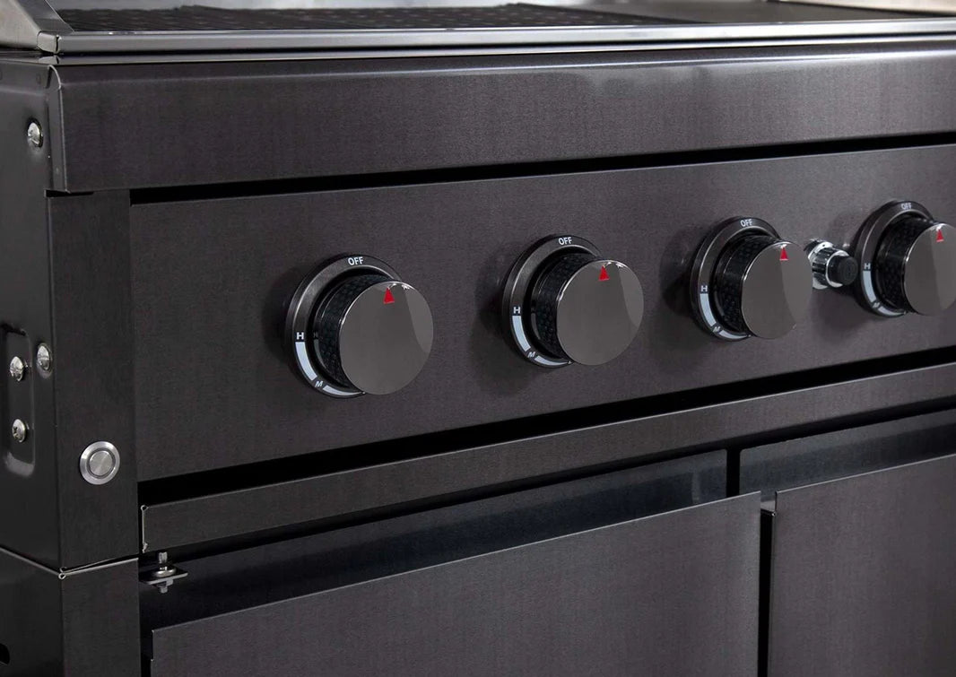 Gasmate Nova MK2 Graphite Outdoor Kitchen with 6 Burner BBQ and Single Door Fridge + Top