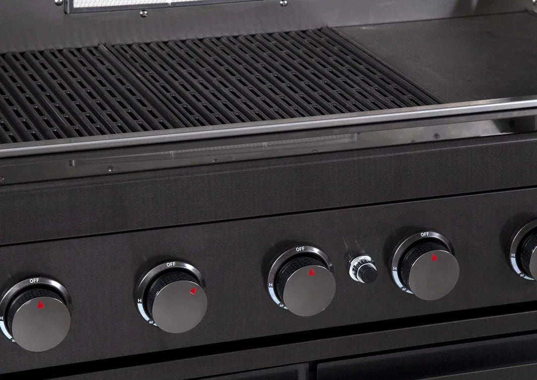 Gasmate Nova MK2 Graphite Outdoor Kitchen with 6 Burner BBQ and Single Door Fridge + Top