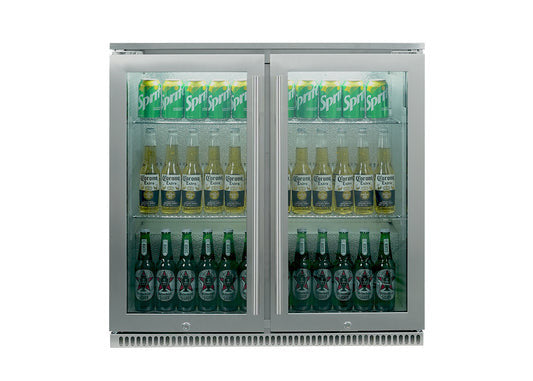 Tucker R Class V8 4 Burner Built In BBQ with Hood + Napoleon Double Door Alfresco Outdoor Fridge Package