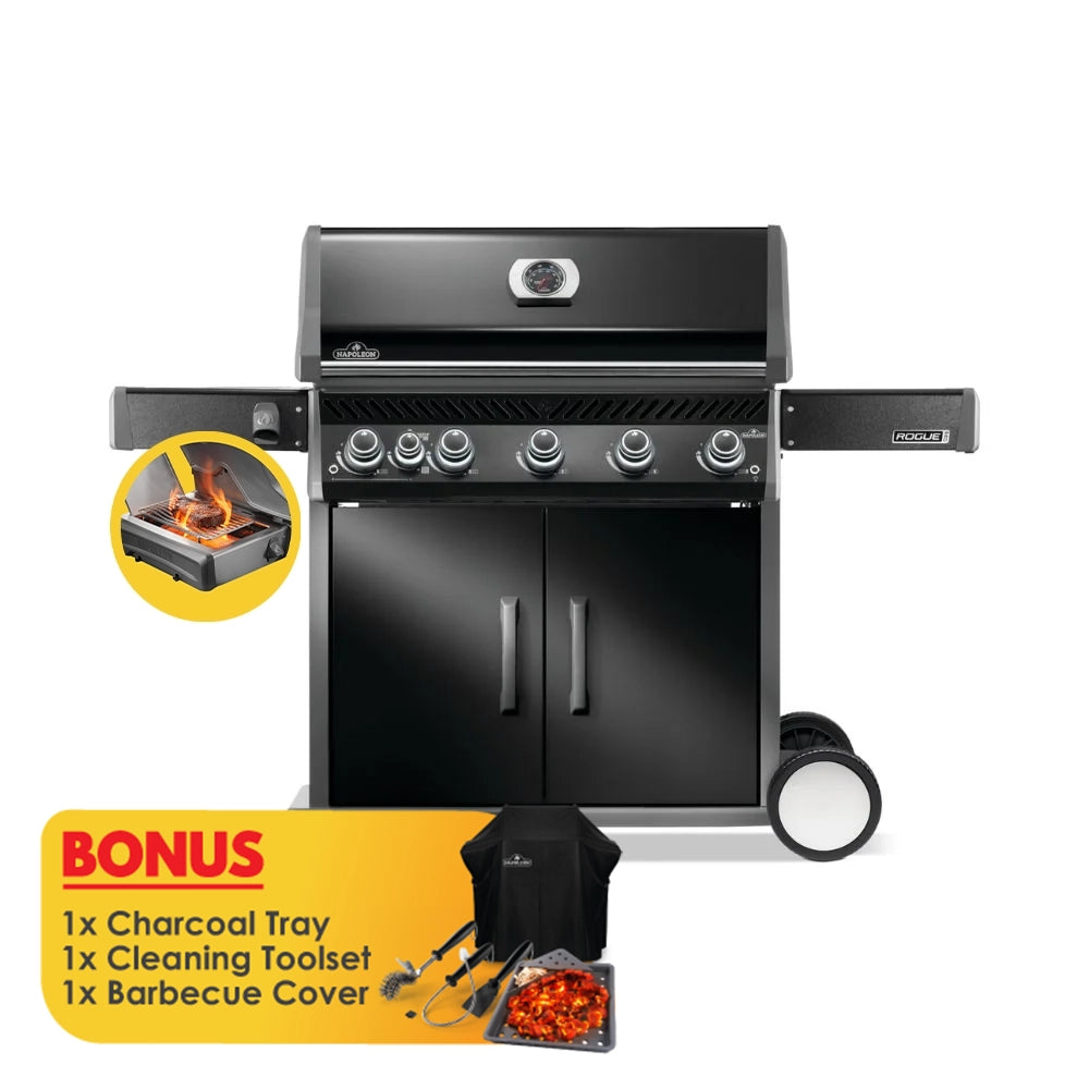 Napoleon Rogue Pro 625 Black 5 Burner BBQ with Infrared Sizzle Sideburner