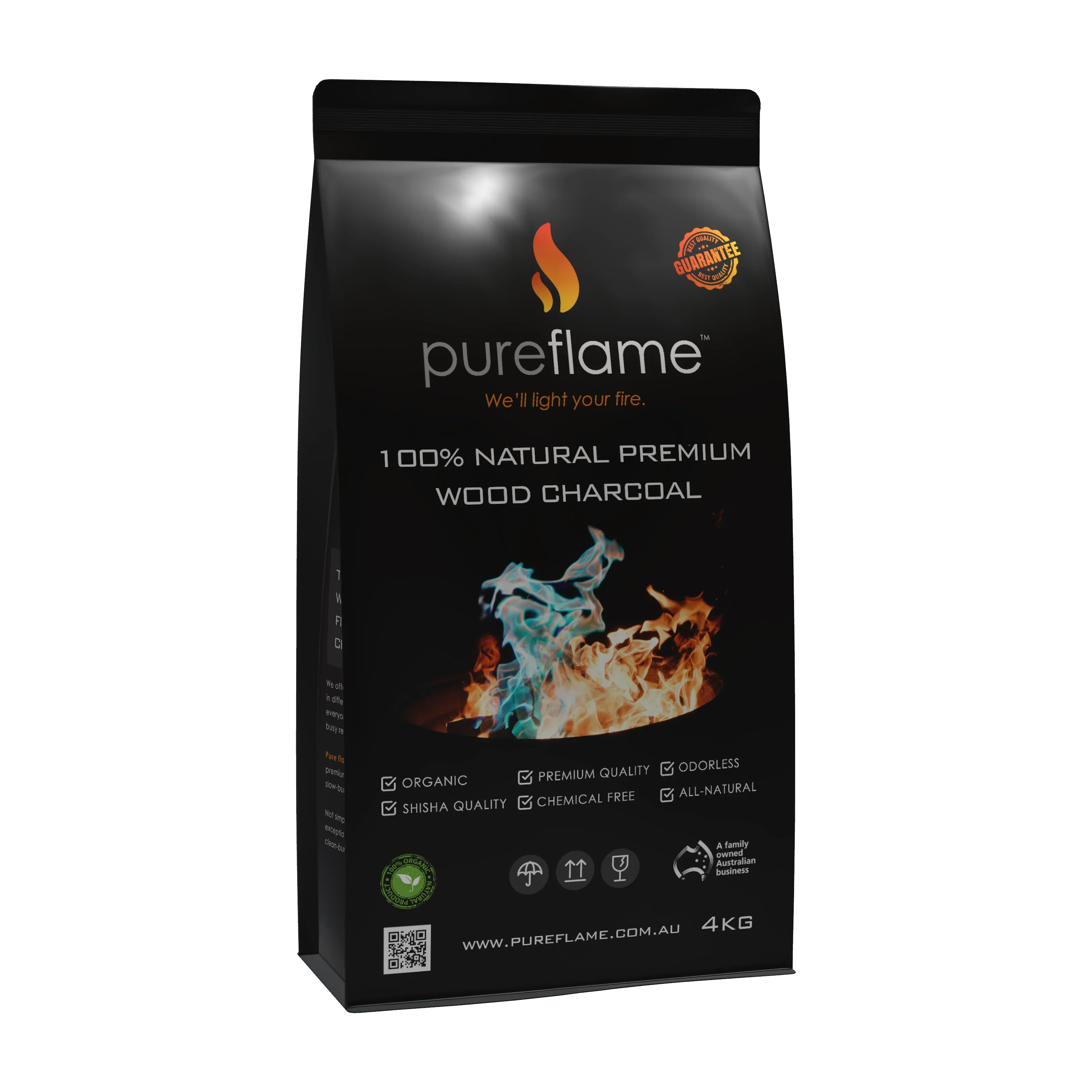 Pure Flame South African Charcoal - 4kg Bag (20-50mm chips and chunks)