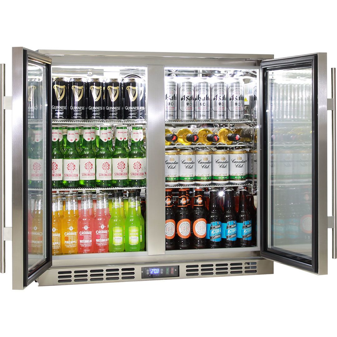Rhino 208 Litre Twin Heated Glass Door SS Bar Fridge - SG2H-HD