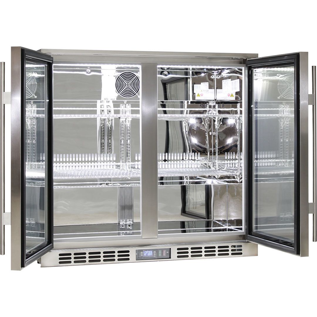 Rhino 208 Litre Twin Heated Glass Door SS Bar Fridge - SG2H-HD
