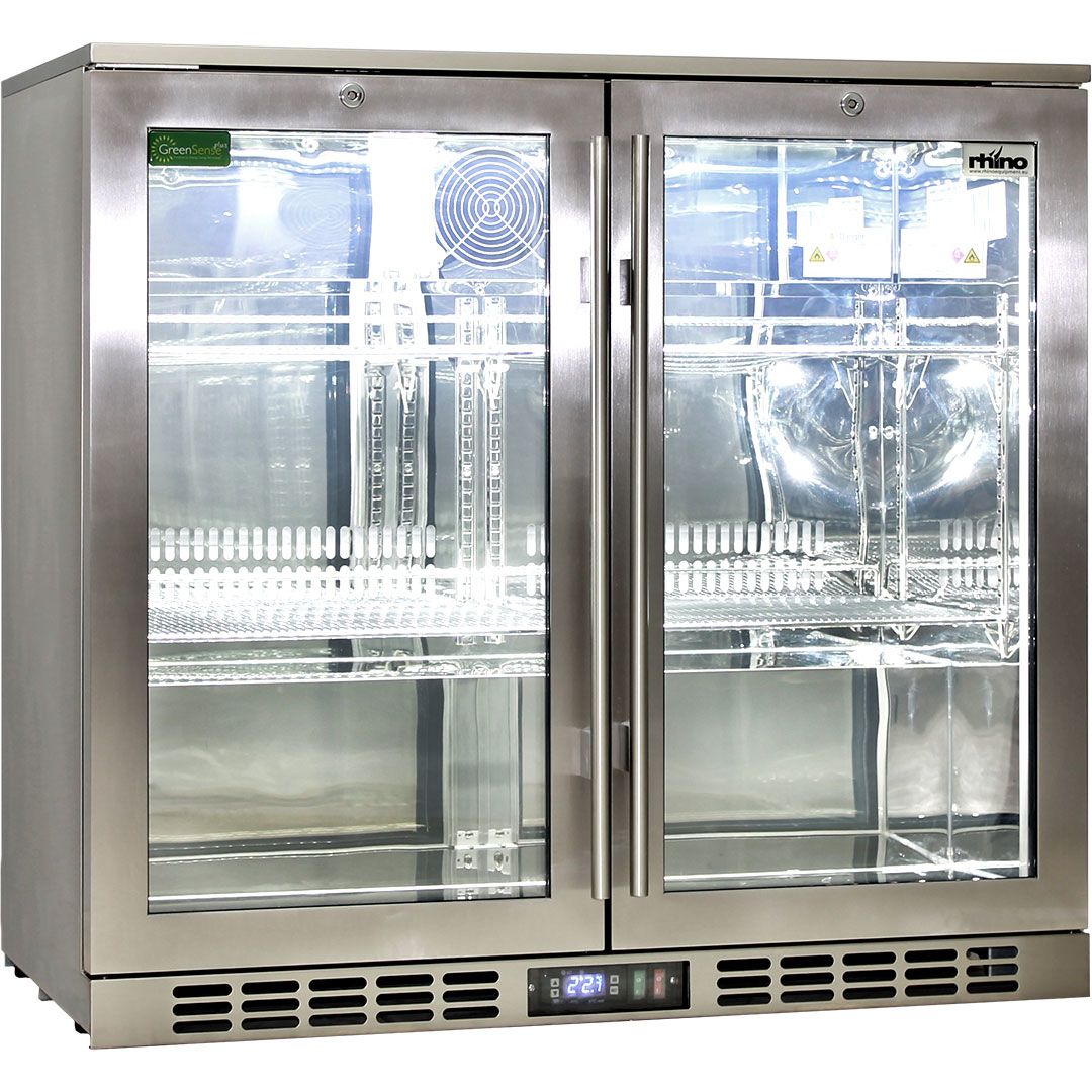 Rhino 208 Litre Twin Heated Glass Door SS Bar Fridge - SG2H-HD