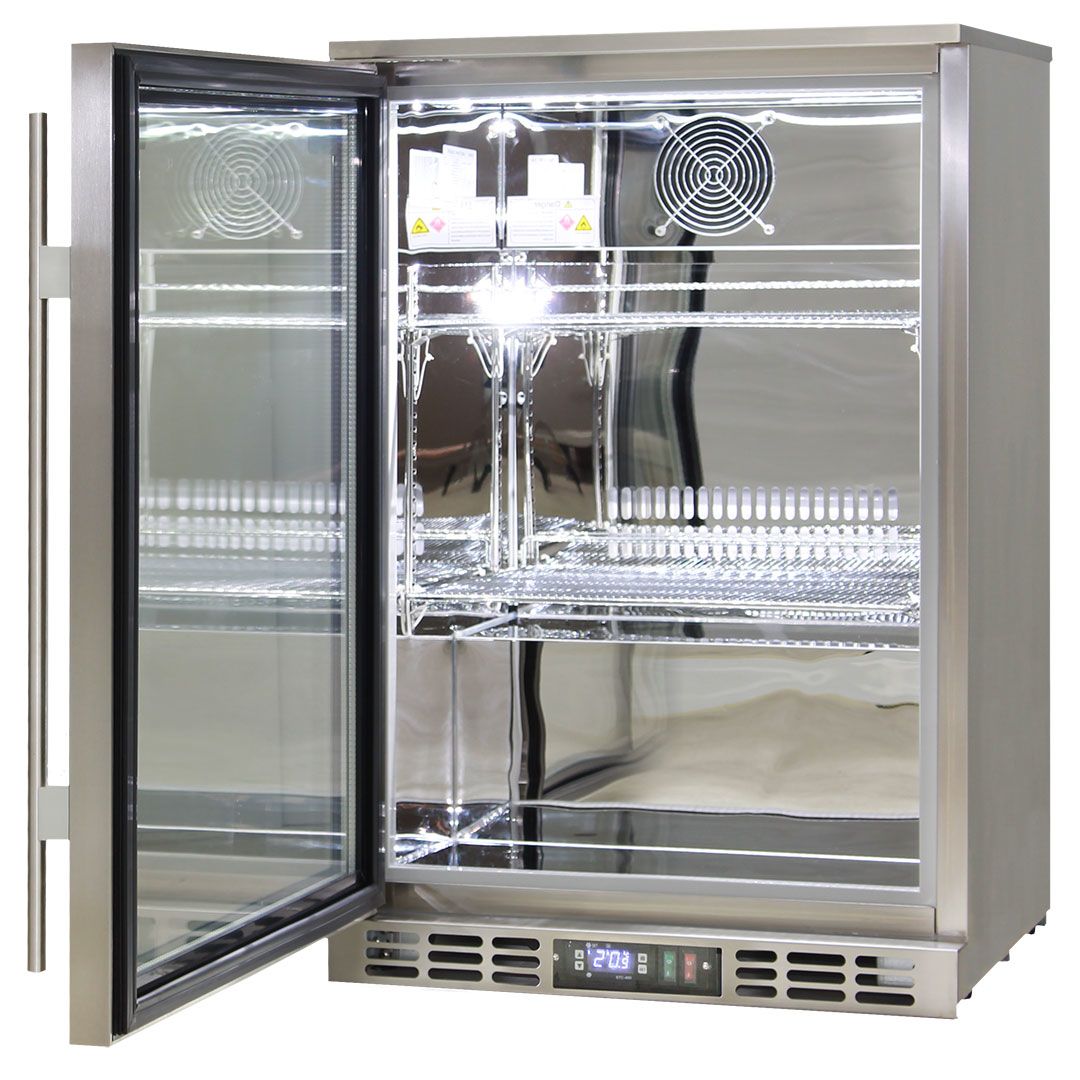 Rhino Stainless Steel 1 Heated Glass Door Bar Fridge With LG Compressor - SG0L-HD