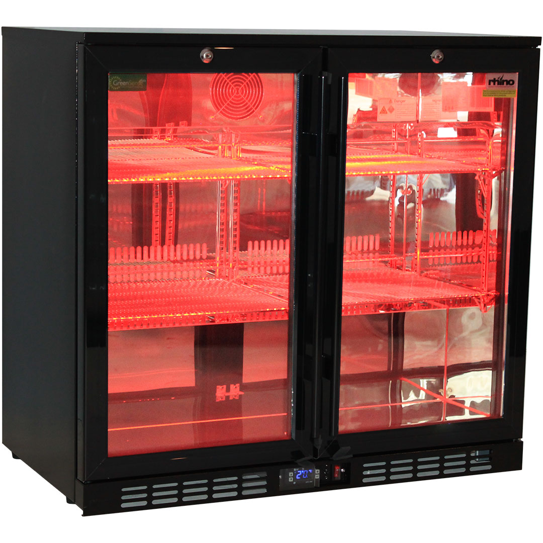 RHINO Night Club Commercial Multi Light Coloured Black Bar Fridge - SG2H-NC