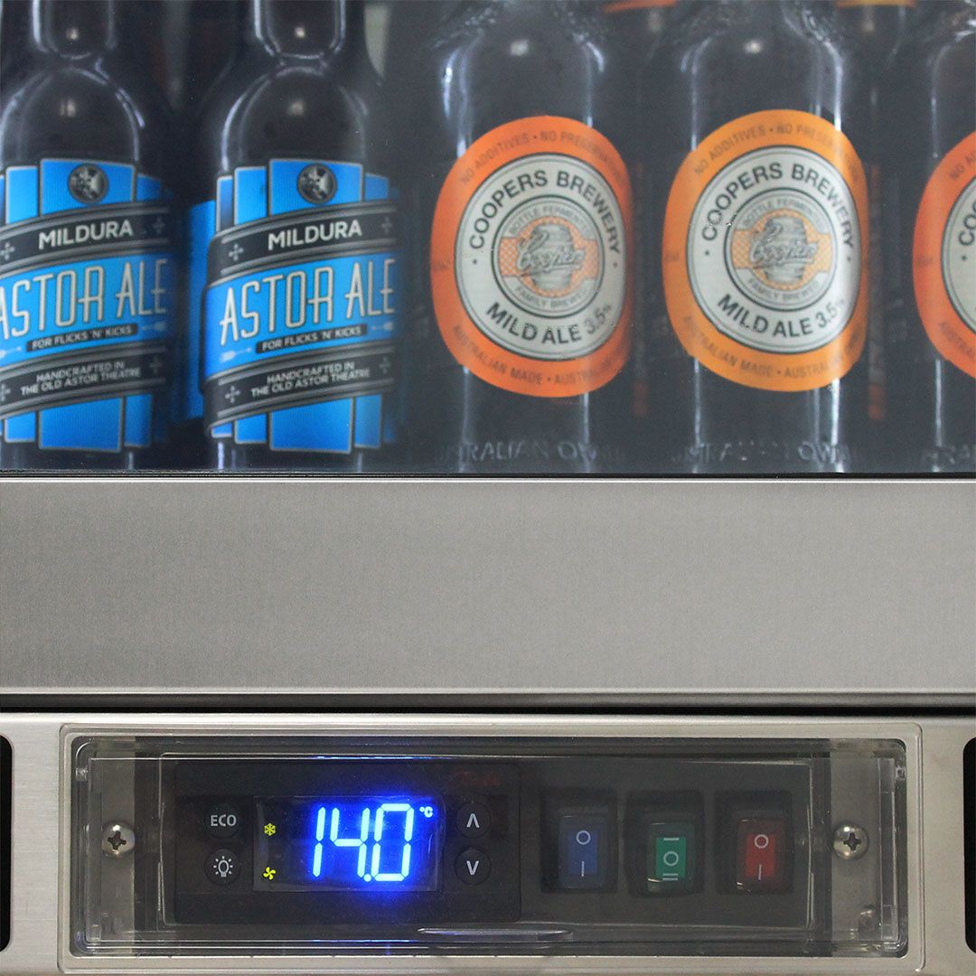 Rhino 148 Litre ENVY Heated Glass Single Door 316 Stainless Steel Outdoor Bar Fridge - ENV1-SS
