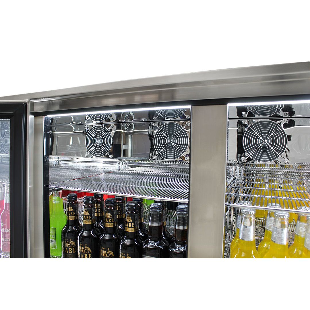 Rhino 388 Litre ENVY Heated Glass Triple Door 316 SS Outdoor Bar Fridge - ENV3H-SS