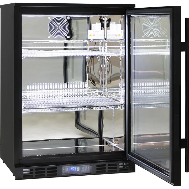 Rhino Black 1 Heated Glass Door Bar Fridge With Brand Parts And Low Energy Consumption - SG1L-B-HD / SG1R-B-HD