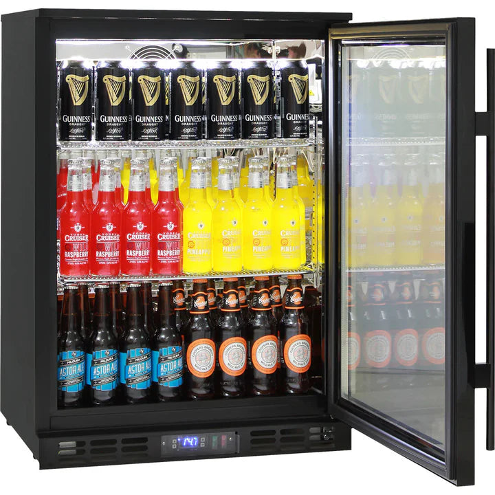 Rhino Black 1 Heated Glass Door Bar Fridge With Brand Parts And Low Energy Consumption - SG1L-B-HD / SG1R-B-HD