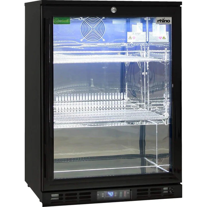 Rhino 129 Litre Black Commercial Glass Door Bar Fridge - SG1-B 