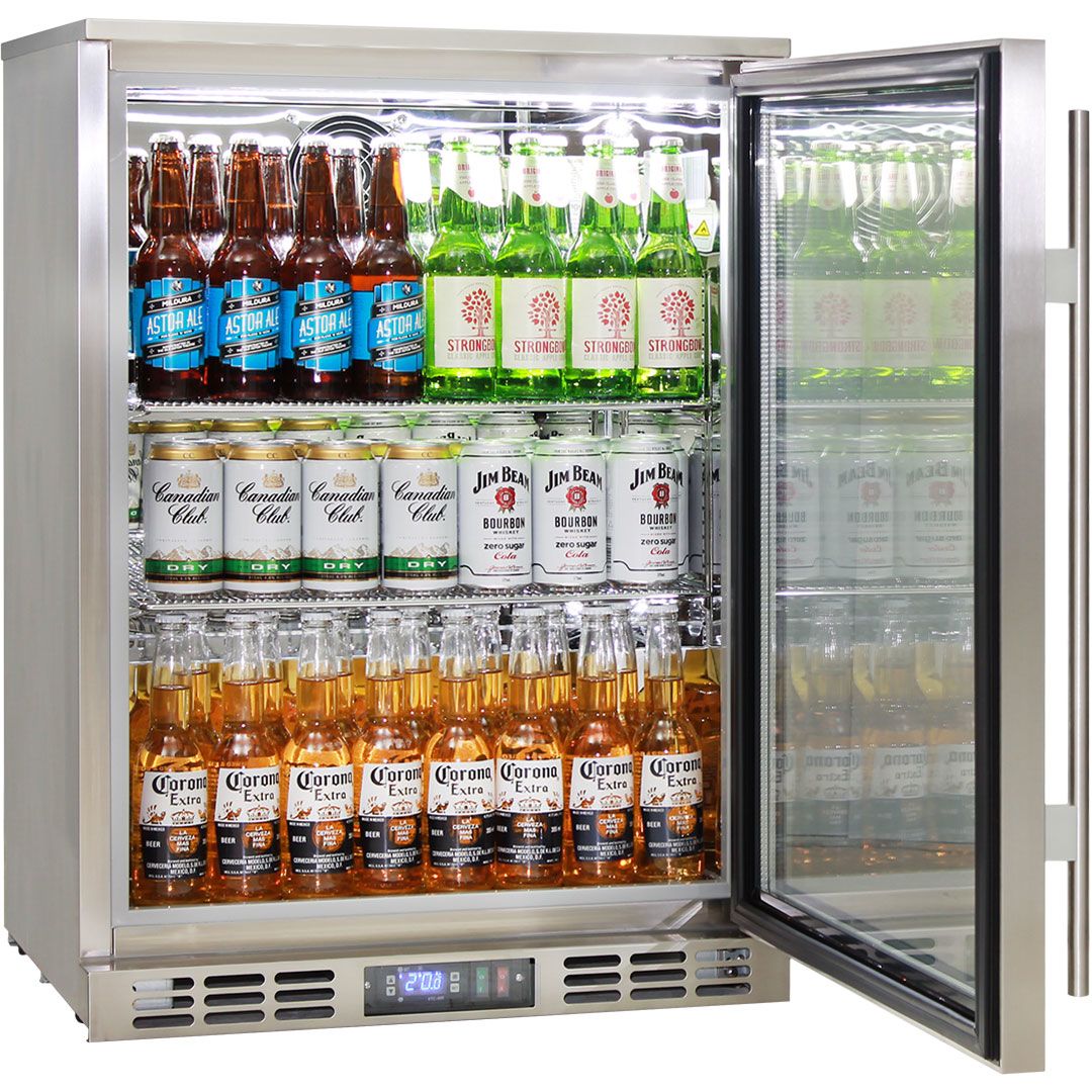 Rhino 129 Litre Single Heated Glass Door SS Bar Fridge - SG1-HD