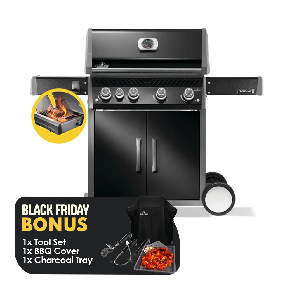 Napoleon Rogue Pro 525 Black 4 Burner BBQ with Infrared Sizzle Sideburner