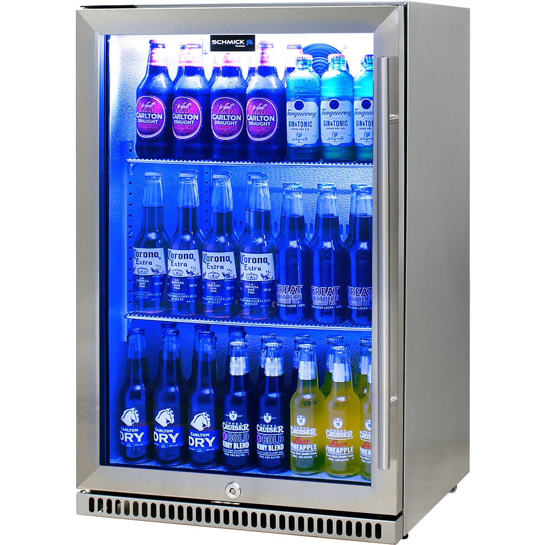 Schmick 118 Litre Heated Glass Single Door 304 Stainless Steel Bar Fridge with Left Hinge - SK118L-SS
