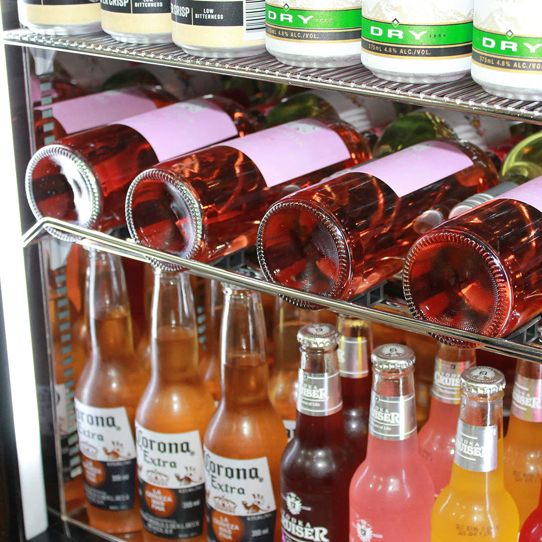 Schmick Quiet Running Front Venting Under Bench Black Glass Door Bar Fridge Heated Glass - SK126R-B-HD / SK126L-B-HD