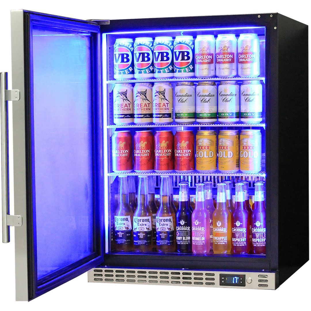 Schmick 164 Litre Single Heated Glass Door Stainless Steel Under Bench Bar Fridge - SK156-HD