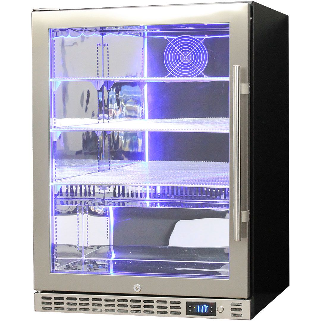 Schmick 164 Litre Single Heated Glass Door Stainless Steel Under Bench Bar Fridge - SK156-HD