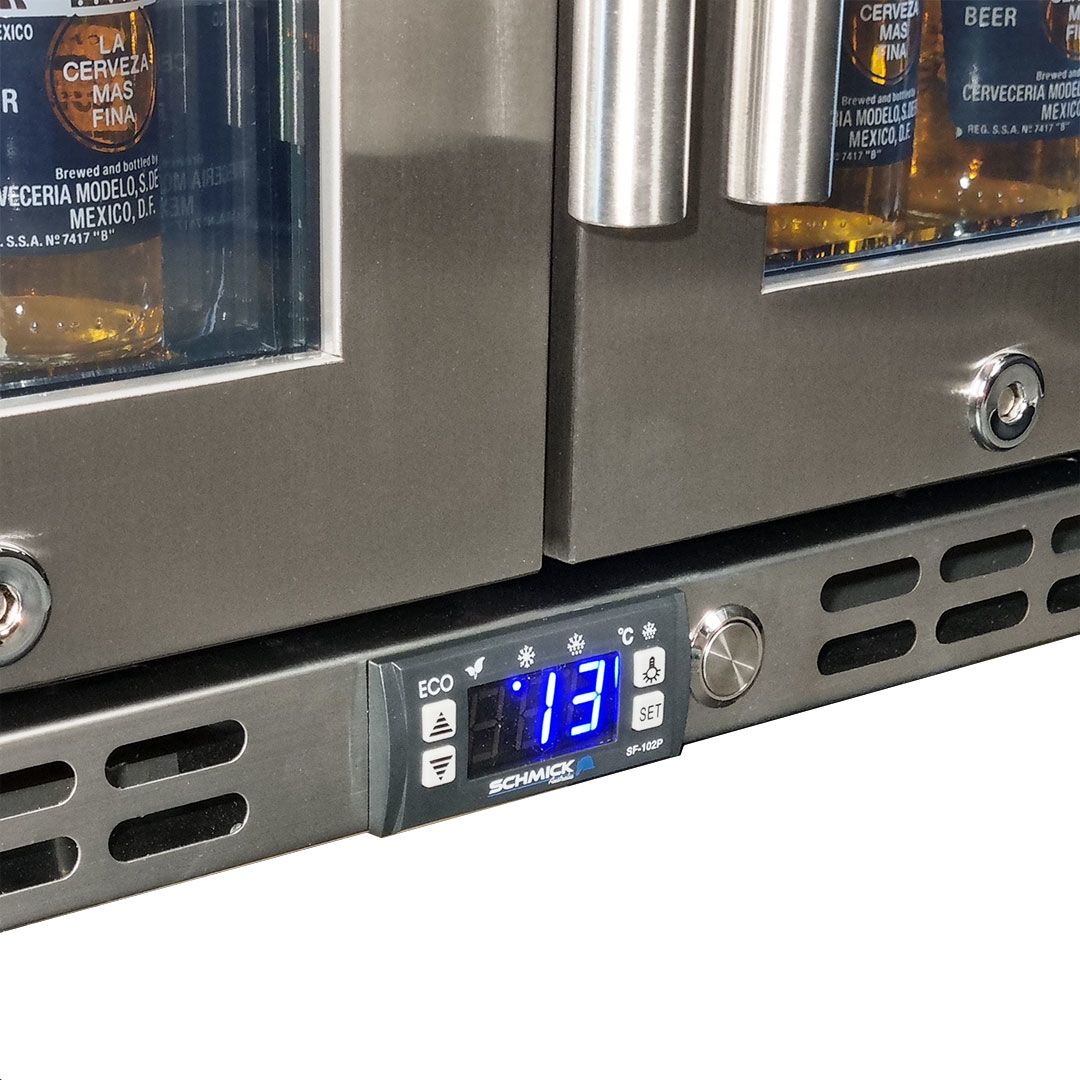 Schmick 257 Litre Twin Heated Glass Door Stainless Steel Bar Fridge - SK246-HD