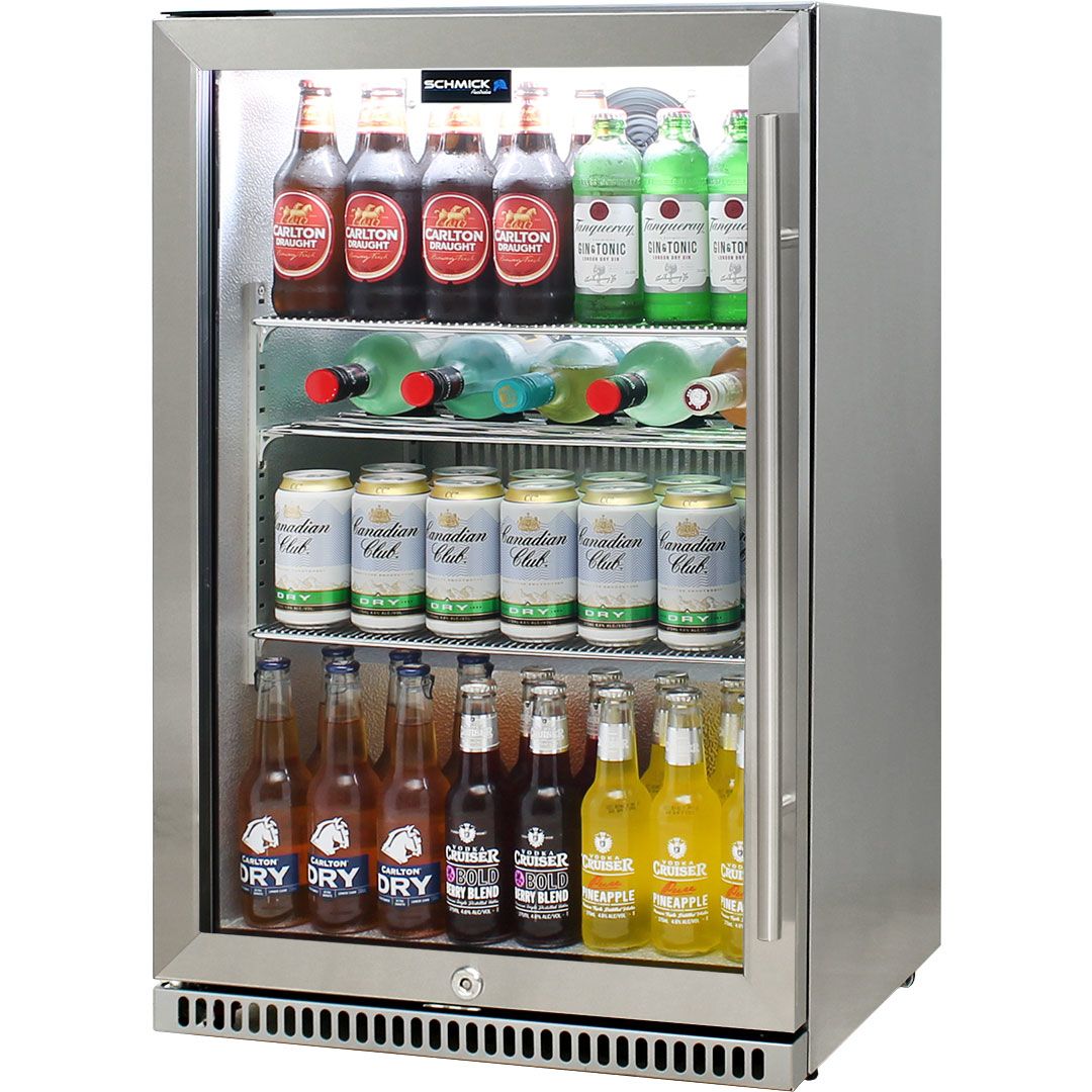 Schmick 118 Litre Heated Glass Single Door 304 Stainless Steel Bar Fridge with Left Hinge - SK118L-SS