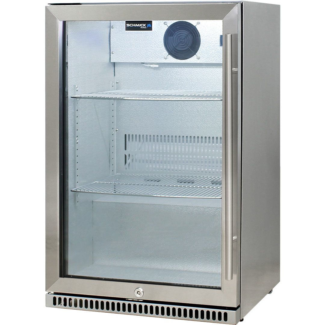 Schmick 118 Litre Heated Glass Single Door 304 Stainless Steel Bar Fridge with Left Hinge - SK118L-SS