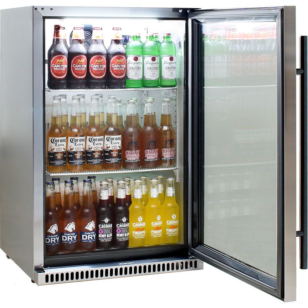 Schmick 118 Litre Heated Glass Single Door 304 Stainless Steel Bar Fridge with Right Hinge - SK118R-SS