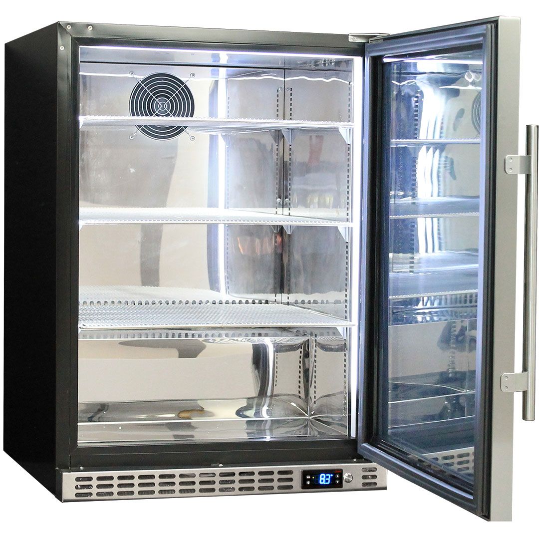 Schmick 164 Litre Single Heated Glass Door Stainless Steel Under Bench Bar Fridge - SK156-HD