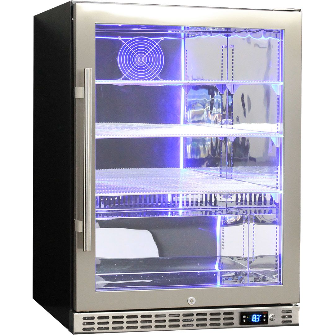Schmick 164 Litre Single Heated Glass Door Stainless Steel Under Bench Bar Fridge - SK156-HD