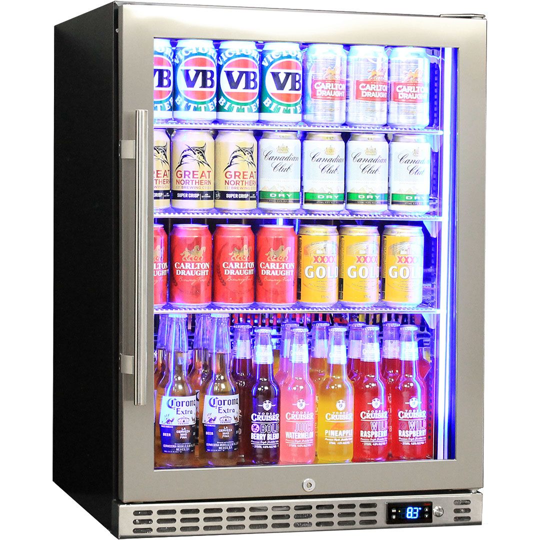Schmick 164 Litre Single Heated Glass Door Stainless Steel Under Bench Bar Fridge - SK156-HD