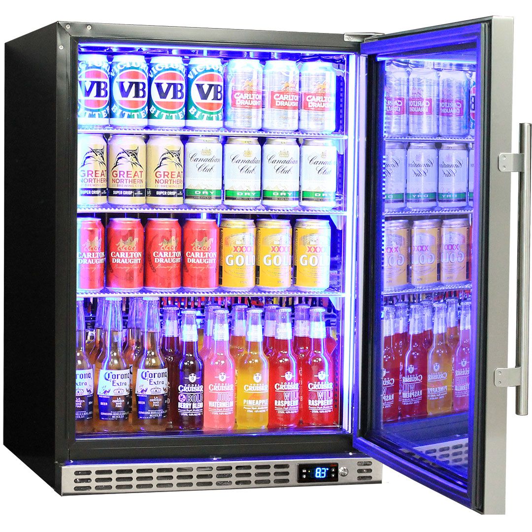 Schmick 164 Litre Single Heated Glass Door Stainless Steel Under Bench Bar Fridge - SK156-HD