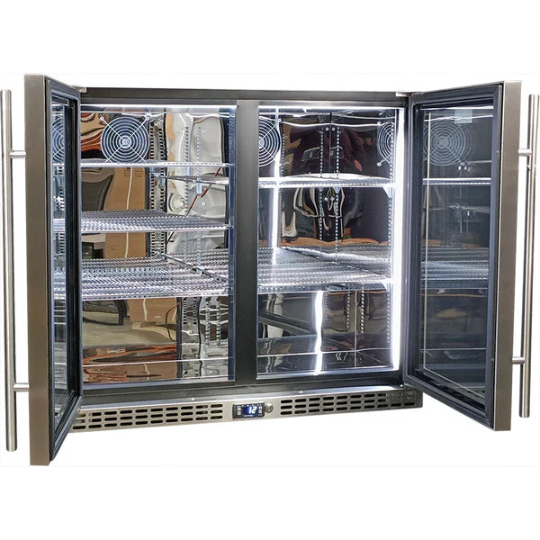 Schmick Twin Door Low Height Quiet Running Stainless Steel Heated Glass Door Bar Fridge - SK206-HD