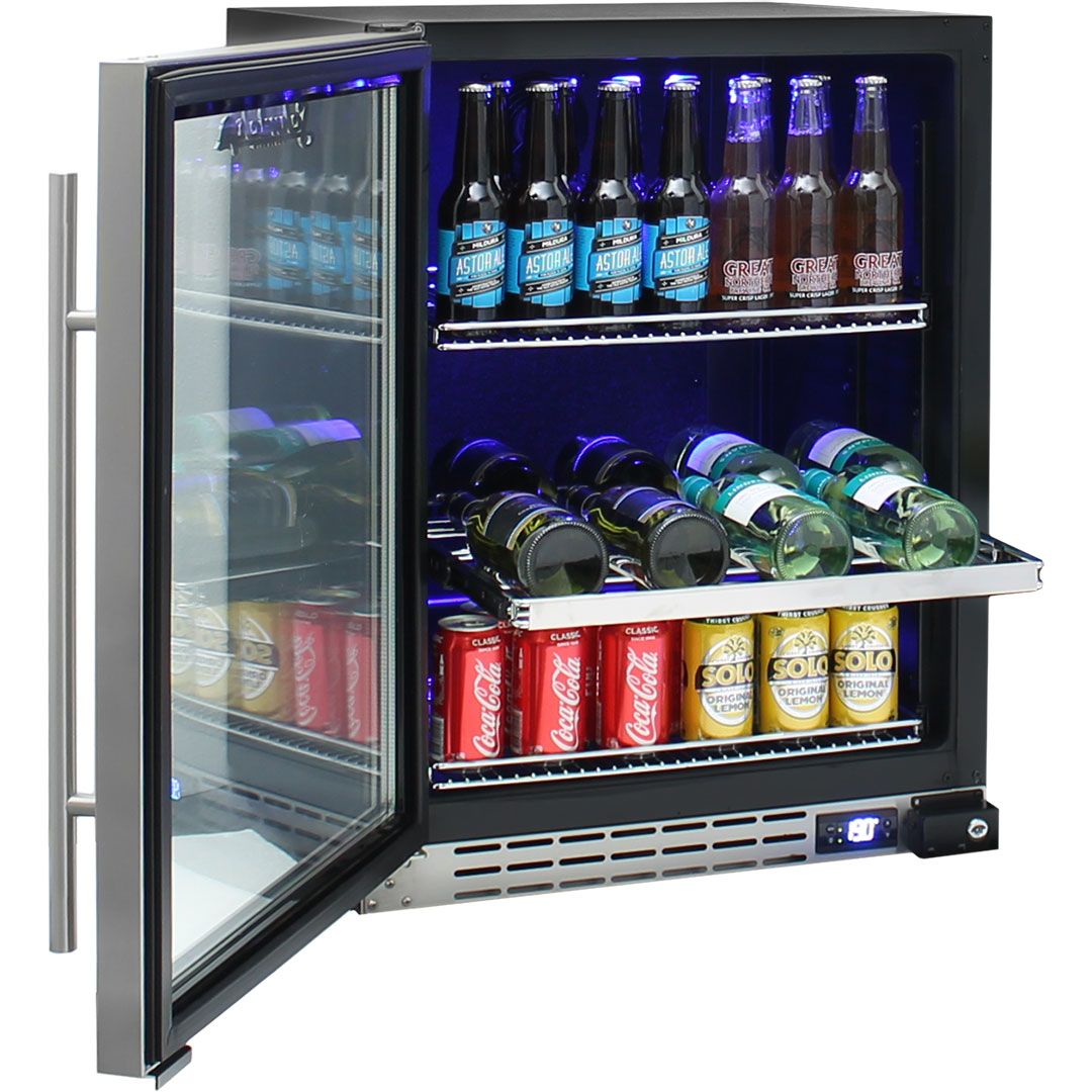 Schmick 132 Litre Single Glass Door Under Bench Bar Fridge - JC132B