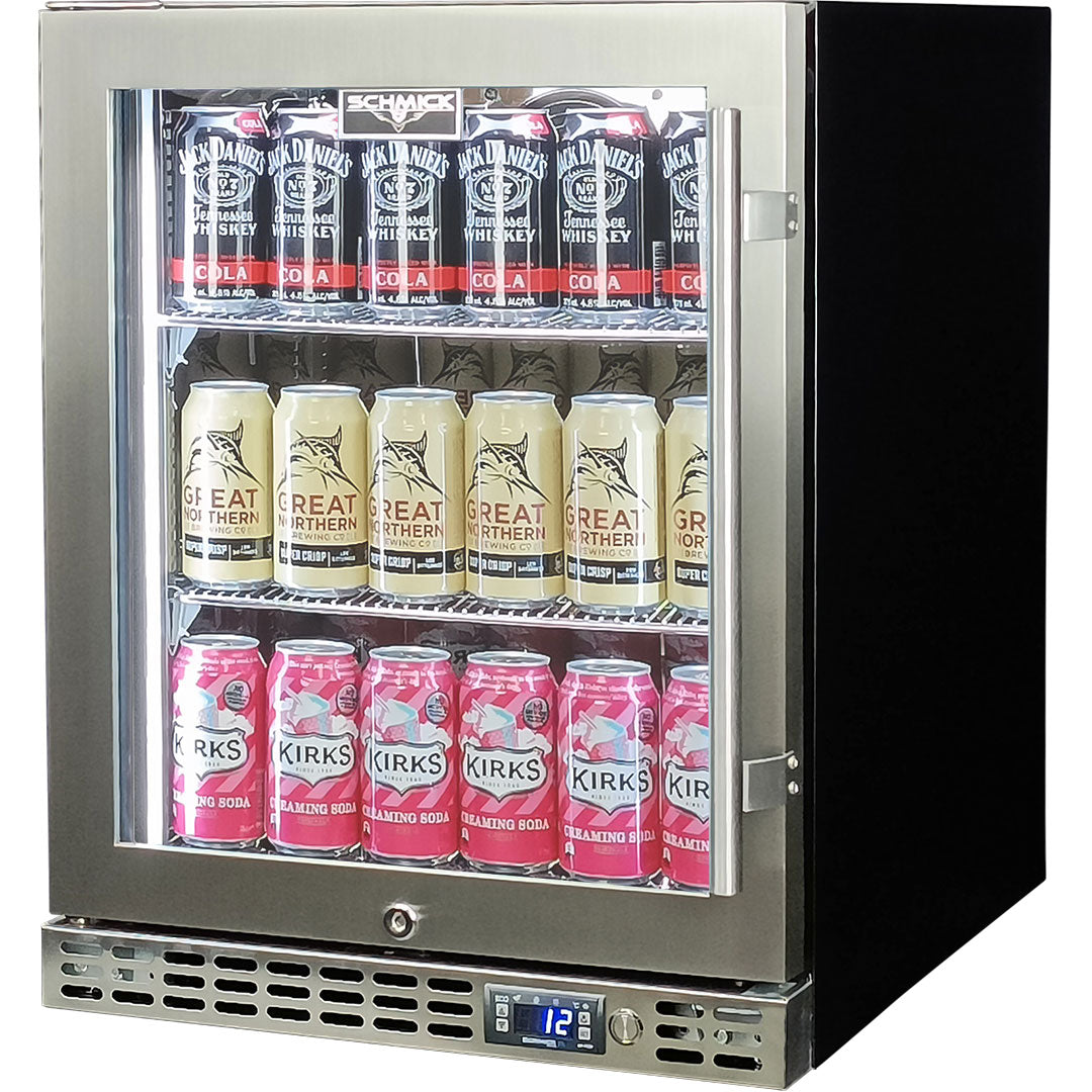 Schmick Quiet Running Front Venting Under Bench Heated Glass Door Bar Fridge - Model SK86L-HD