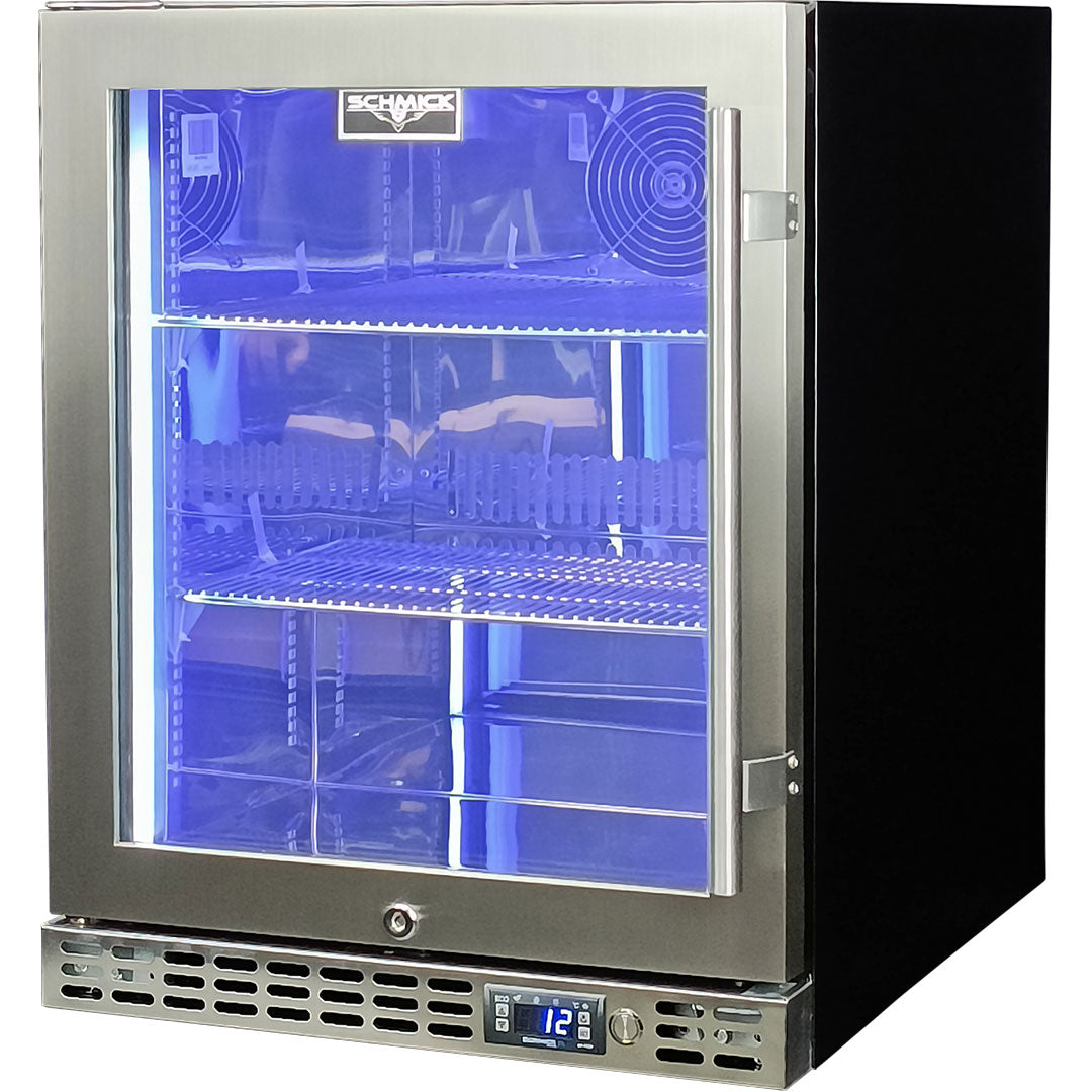  Schmick Quiet Running Front Venting Under Bench Heated Glass Door Bar Fridge - Model SK86L-HD