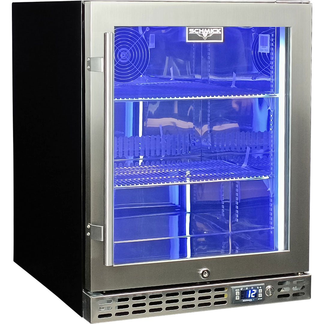 Schmick Quiet Running Front Venting Under Bench Heated Glass Door Bar Fridge - Model SK86R-HD