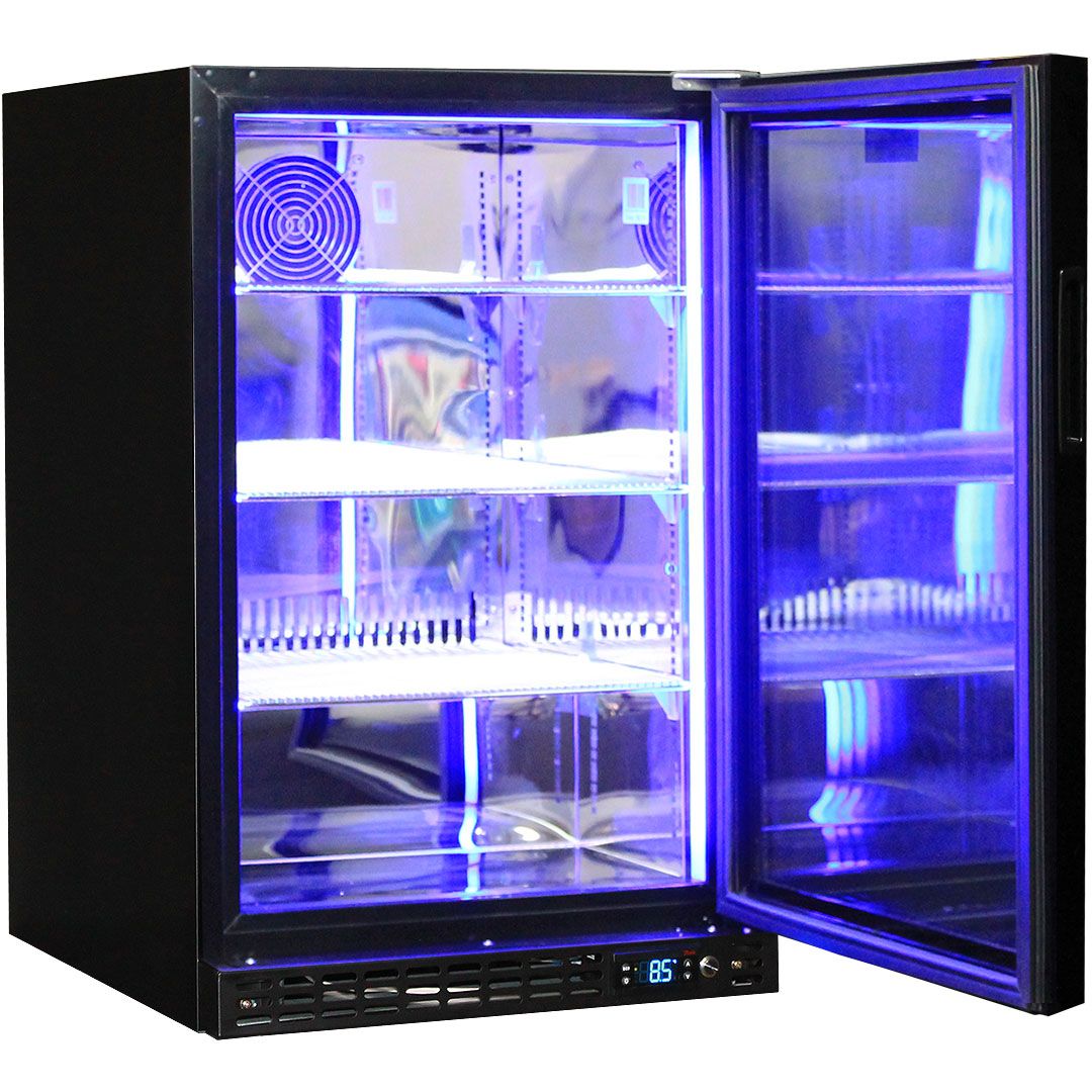 Schmick 105 Litre Black Single Glass Door Under Bench Bar Fridge - SK116-B