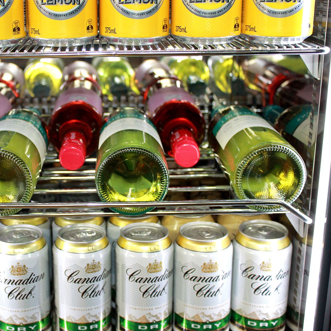 Schmick 105 Litre Glass Single Door Stainless Steel Under Bench Bar Fridge - SK116-SS