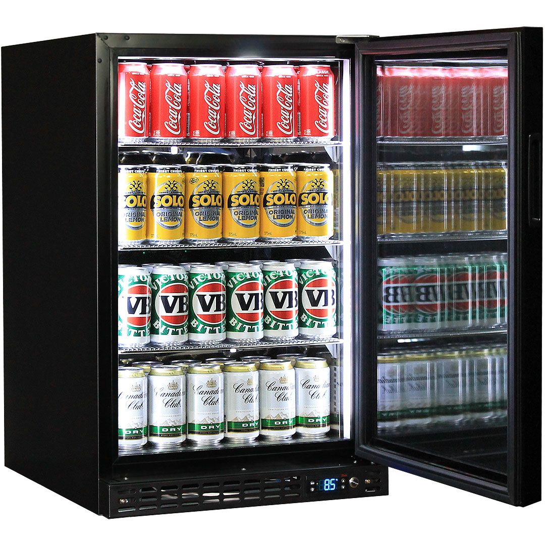 Schmick 105 Litre Black Single Glass Door Under Bench Bar Fridge - SK116-B