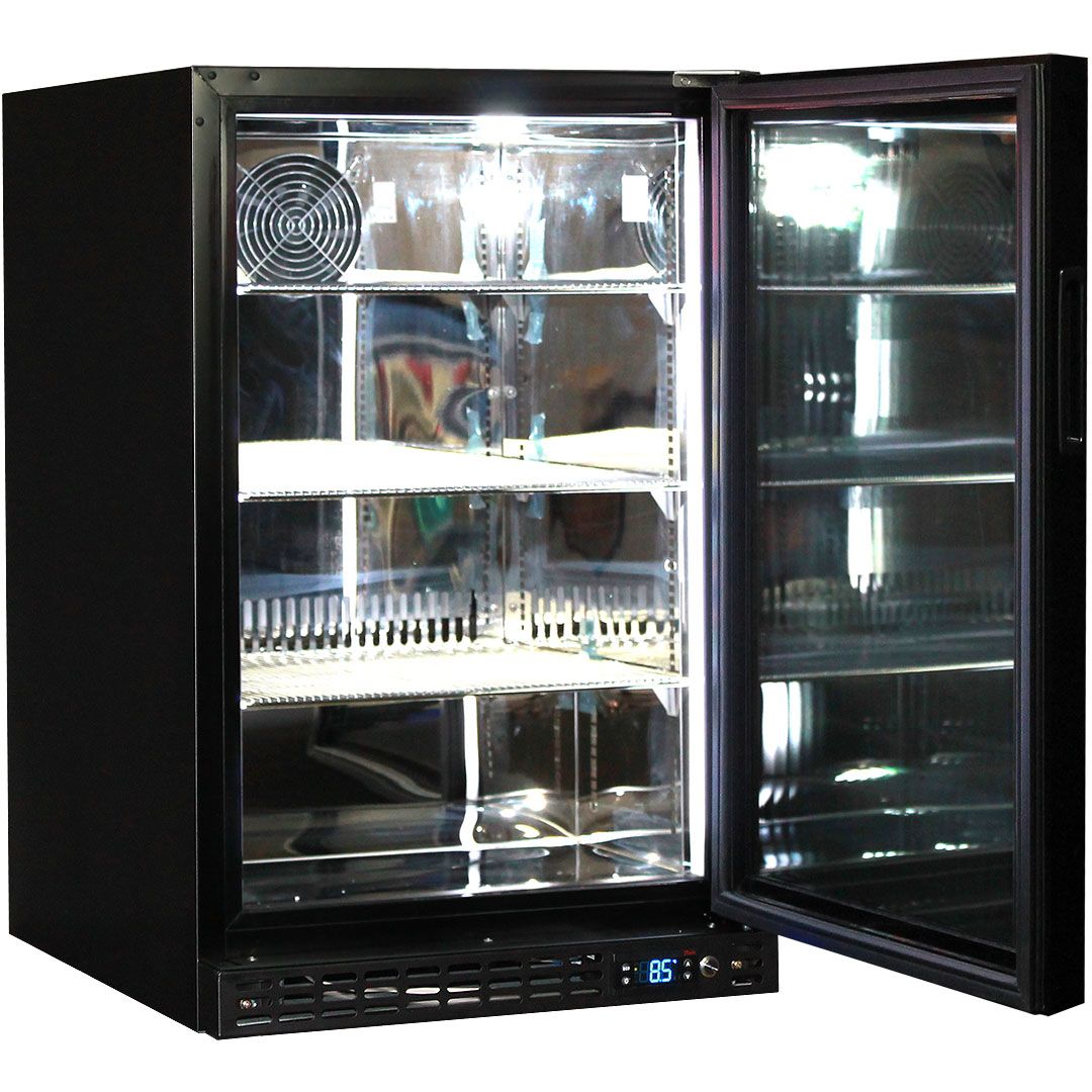 Schmick 105 Litre Black Single Glass Door Under Bench Bar Fridge - SK116-B