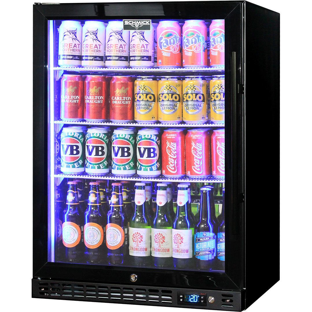 Schmick Quiet Running Front Venting Under Bench Heated Glass Door Bar Fridge - SK156L-B-HD